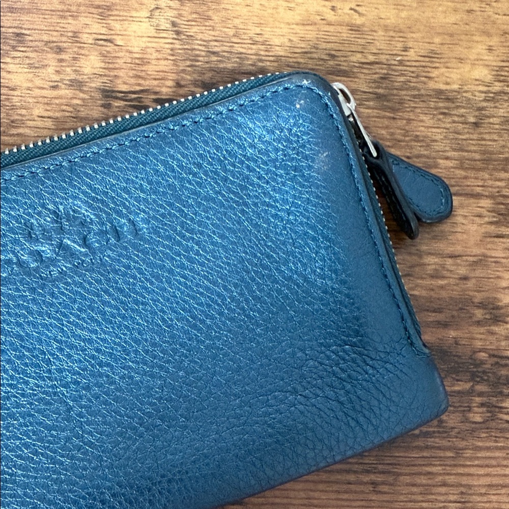 Coach Navy Leather Wristlet - Picture 3 of 9